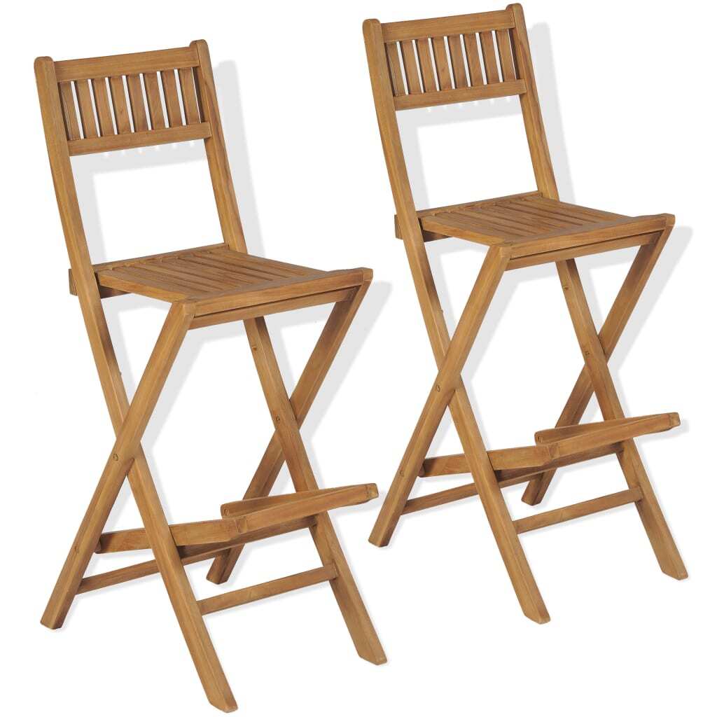 Bar Stools 2 pcs Solid Teak Wood 