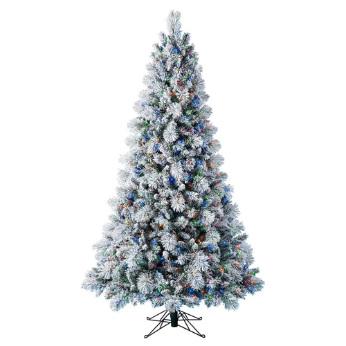 2.2m Snow Flocked Christmas Tree Pre-Lit 1,150 Micro LED Lights With EZ Connect + Remote