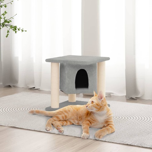 Cat Tree with Sisal Scratching Posts Light Grey 37 cm