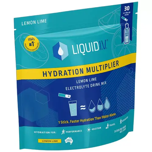 Liquid IV Electrolyte Re Hydration Drink Mix 30 Sachets Makes 15L Citrus Flavour Vegan