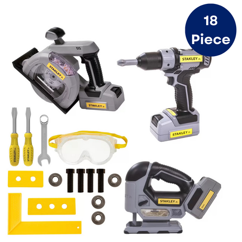 Stanley Junior 18 Piece Cordless Power Tool Tradie Set Kids Play Toy Tools