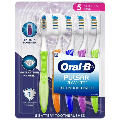 5 Packs Oral-B Pulsar Battery Power Soft Vibrating Bristles Toothbrush Oral Care