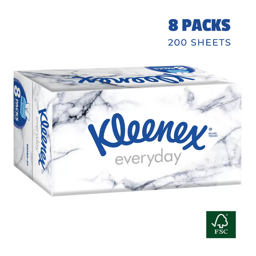 8 Pack Kleenex Facial Tissues Paper 200 Sheets Tissue Cleaning Wipes Napkins