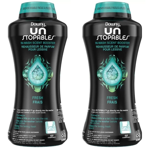 2 x Downy Unstopables Fresh In-Wash Laundry Washing Scent Booster Liquid 963g
