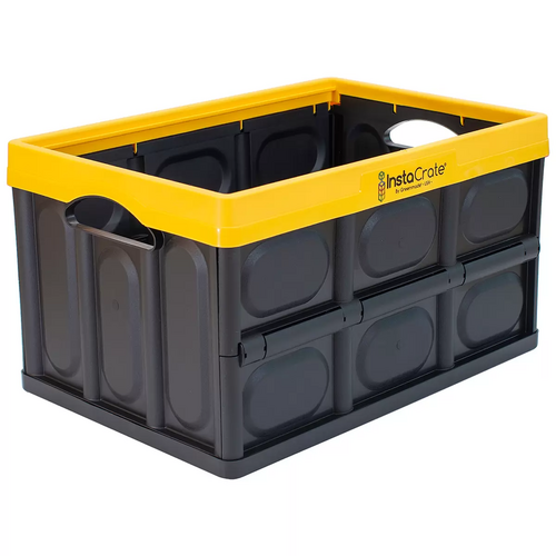 X2 Instacrate 46L Storage Crates Collapible Boxes Heavy Duty Plastic Container 2pce Yellow