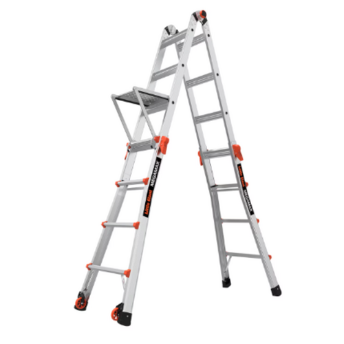 MegaMax Folding Ladder Multi-Position Portable Extension Steps A-Frame Platform Wheels