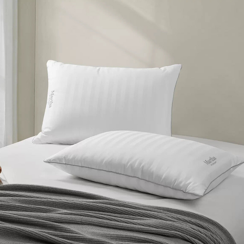 Martha Stewart 100% Cotton Feather & Down Pillow Medium 2 Pack Hypoallergenic Machine Wash