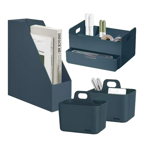 4 Piece Office Organiser Set Desk Storage Tray File Organizer Container Desktop Drawer