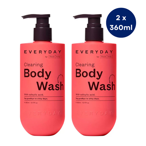 Frank Body Clearing Body Wash 2 x 360ml With Salicylic Acid For Acne Prone Skin