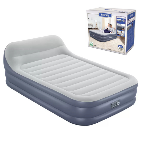 Bestway Tritech Queen Inflatable Air Bed Mattress With Pump Feat Sleekflow Headboard