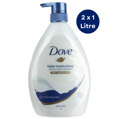 Dove Moisturising Body Wash 2 x 1L Pack Triple Moisture Sulfate Free Shower Gel Body Wash