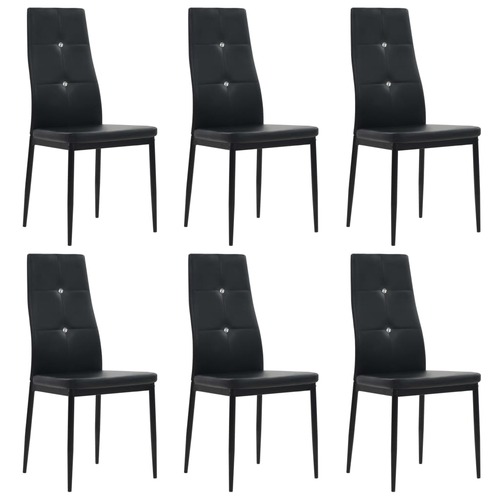 Dining Chairs 6 pcs Black Faux Leather