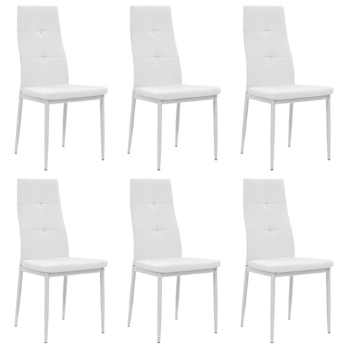 Dining Chairs 6 pcs White Faux Leather