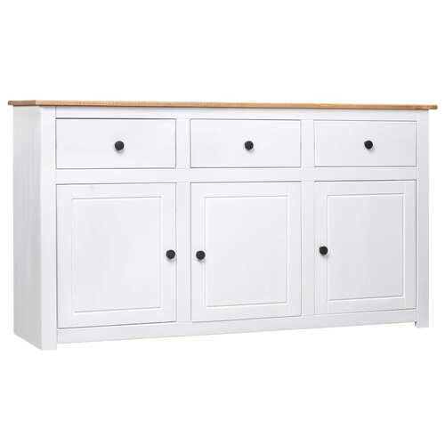 Sideboard White 135x40x80 cm Solid Pinewood Panama Range