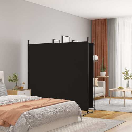 2-Panel Room Divider Black 348x180 cm Fabric