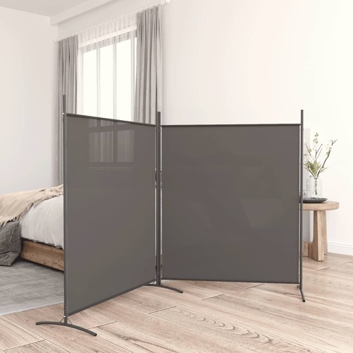 2-Panel Room Divider Anthracite 348x180 cm Fabric