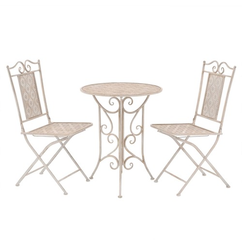 3 Piece Bistro Set Steel White