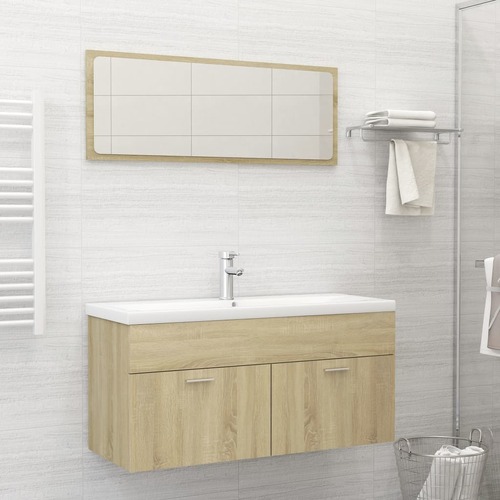 Bathroom Furniture Set Sonoma Oak Engineered Wood