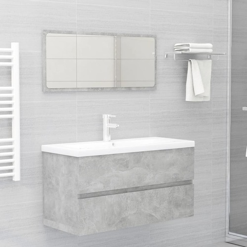 Bathroom Furniture Set Concrete Grey Engineered Wood