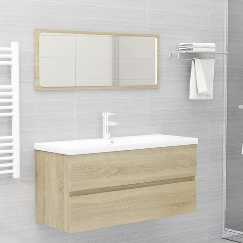 Bathroom Furniture Set Sonoma Oak Engineered Wood