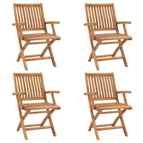 Folding Garden Chairs 4 pcs Solid Teak Wood