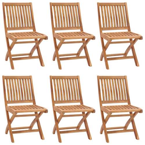 Folding Garden Chairs 6 pcs Solid Teak Wood