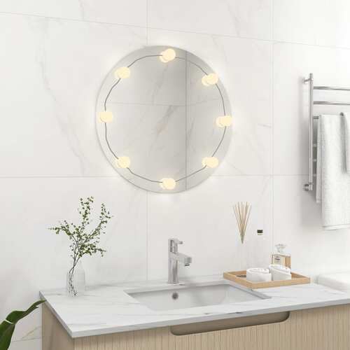 Wall Mirror with LED Lights Round Glass