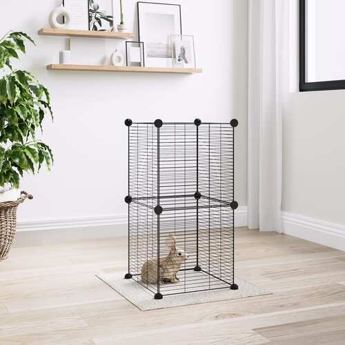 8-Panel Pet Cage Black 35x35 cm Steel