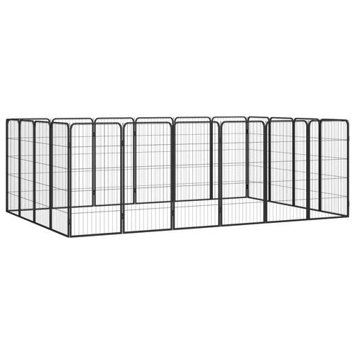 20-Panel Dog Playpen Black 50x100 cm Powder-coated Steel