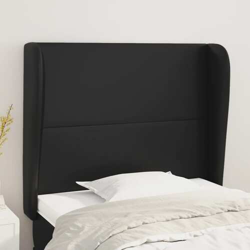 Headboard with Ears Black 103 cm Faux Leather