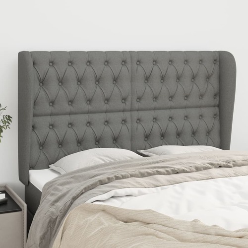 Headboard with Ears Dark Grey 163 cm Fabric