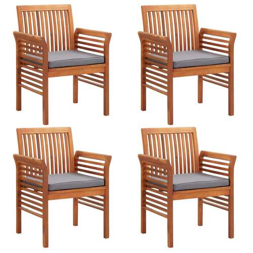 Garden Dining Chairs with Cushions 4 pcs Solid Wood Acacia