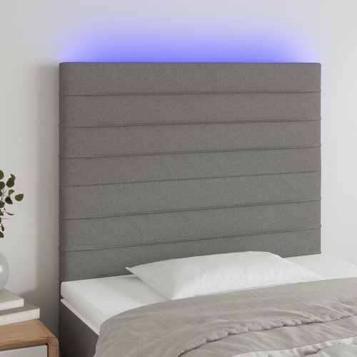 LED Headboard Dark Grey 100 cm Fabric