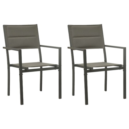 Garden Chairs 2 pcs Textilene and Steel Grey and Anthracite