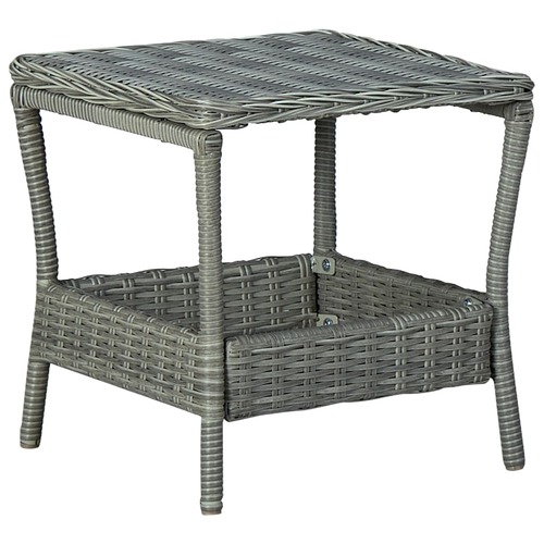 Garden Table Light Grey 45x45x46.5 cm Poly Rattan