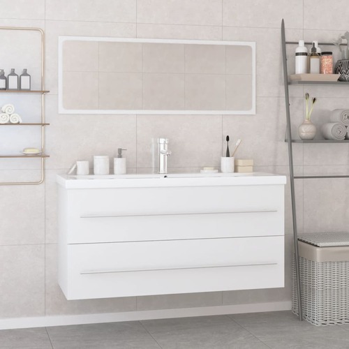 Bathroom Furniture Set White Engineered Wood