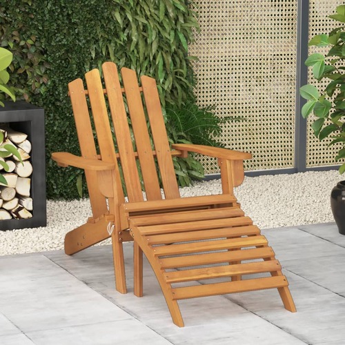 Garden Adirondack Chair with Footrest Solid Acacia Wood