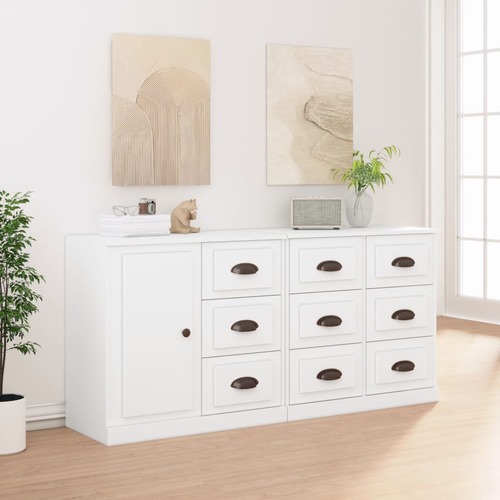 Sideboards 3 pcs White Engineered Wood