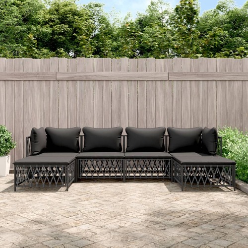 6 Piece Garden Lounge Set with Cushions Anthracite Steel