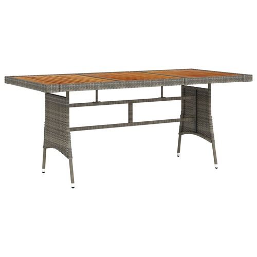 Garden Table Grey 160x70x72 cm Poly Rattan & Solid Acacia Wood