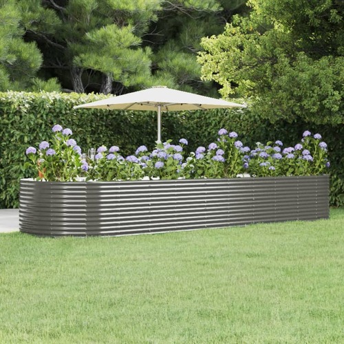 Garden Raised Bed Grey 447x140x68 cm Powder-Coated Steel