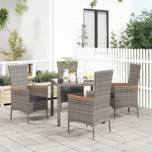 Garden Chairs with Cushions 4 pcs Poly Rattan Grey