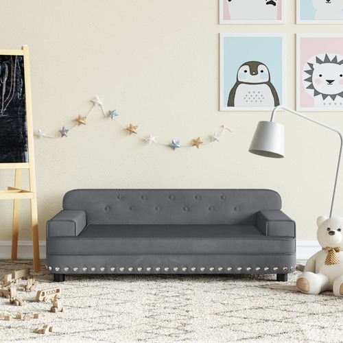 Kids Sofa Dark Grey 90x53x30 cm Velvet