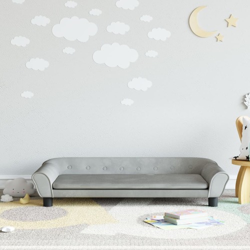 Kids Sofa Light Grey 100x50x26 cm Velvet