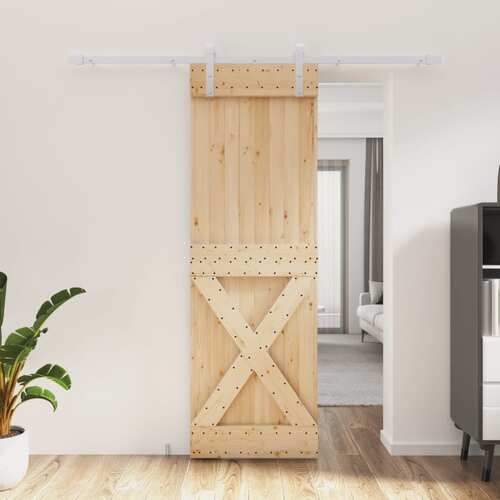 Sliding Door with Hardware Set 70x210 cm Solid Wood Pine