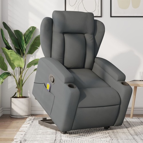 Stand up Massage Recliner Chair Dark Grey Fabric