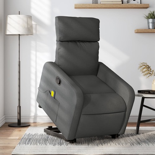 Electric Stand up Massage Recliner Chair Dark Grey Fabric