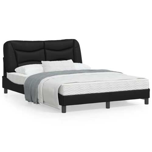 Bed Frame with LED without Mattress Black 137x187 cm Double