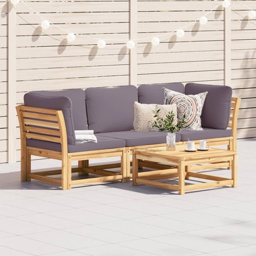 3 Piece Garden Lounge Set with Cushions Solid Wood Acacia