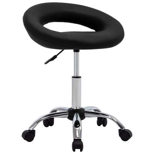 Rolling Work Chair Black Faux Leather